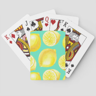 Watercolor lemons pattern playing cards