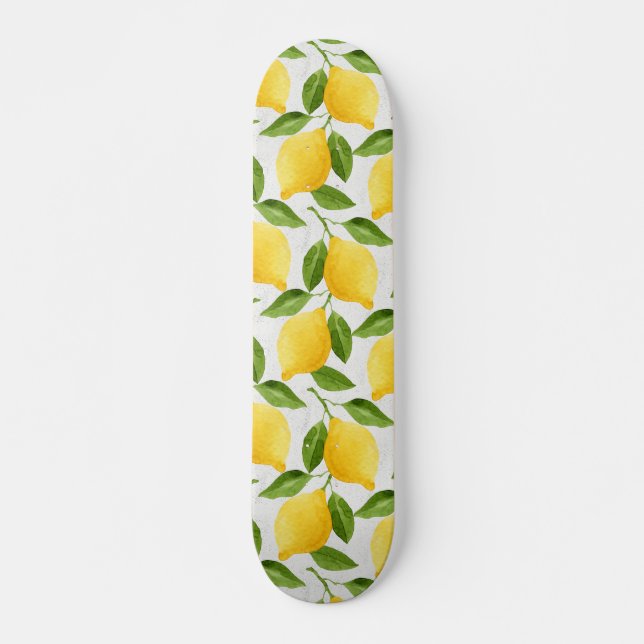 Watercolor lemons pattern skateboard (Front)
