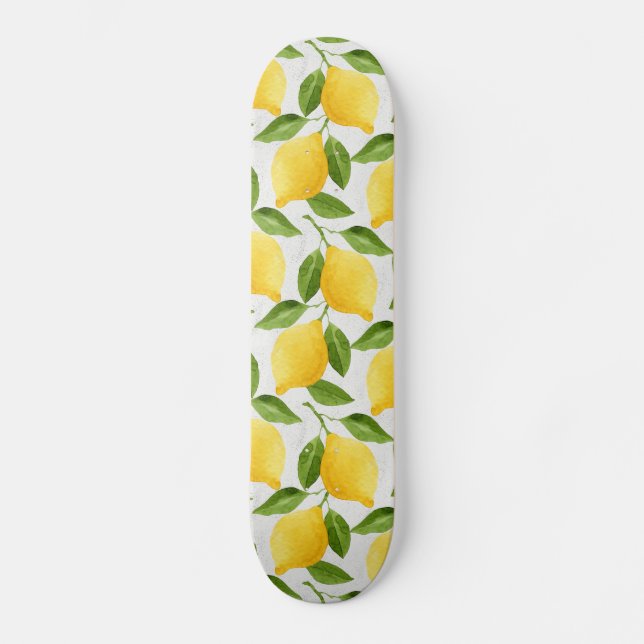 Watercolor lemons pattern skateboard (Front)