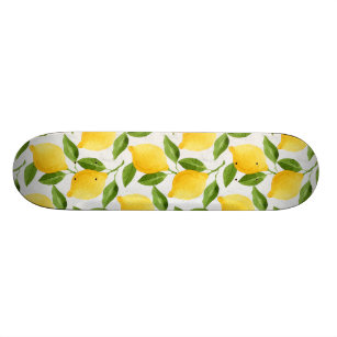 Watercolor lemons pattern skateboard