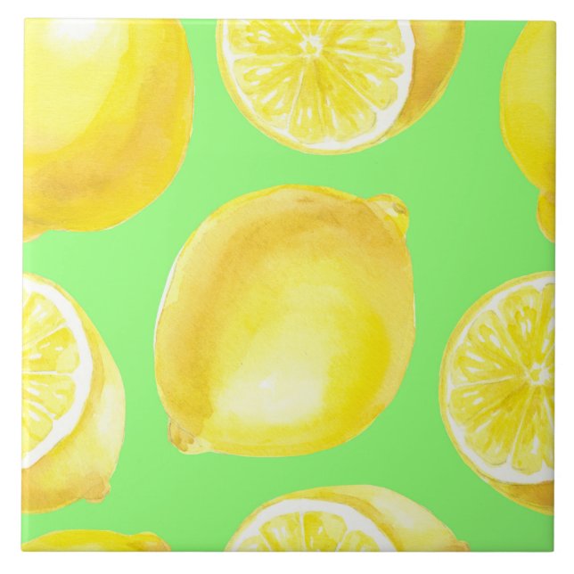 Watercolor lemons pattern tile (Front)