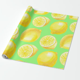 Watercolor lemons pattern wrapping paper