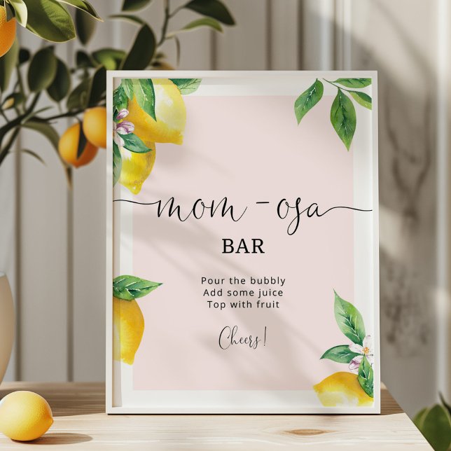 Watercolor lemons pink Mum-osa bar sign (Creator Uploaded)