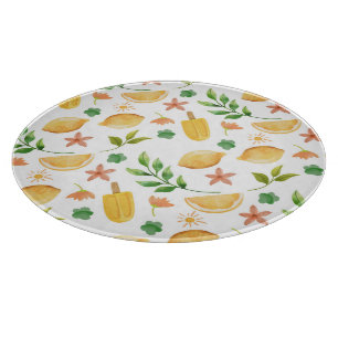 Watercolor Lemons & Popsicles Cutting Board