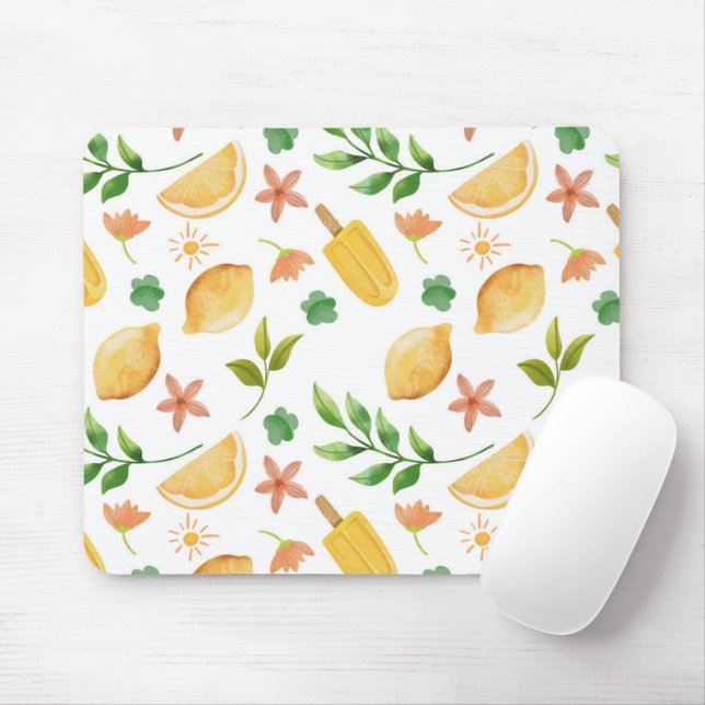 Watercolor Lemons & Popsicles Mouse Pad – Summer  (With Mouse)