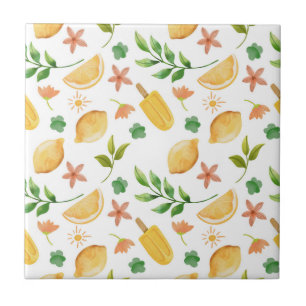 Watercolor Lemons & Popsicles Tile