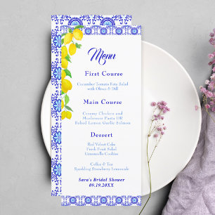 Watercolor Lemons Positano Amalfi Bridal Shower Menu
