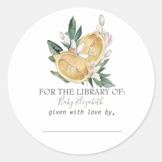 Watercolor Lemons Pregnancy  Classic Round Sticker (Front)