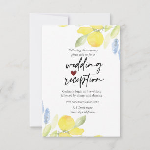 Watercolor Lemons Reception Invitation