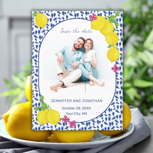 WATERCOLOR LEMONS SAVE THE DATE POSTCARD (Creator Uploaded)