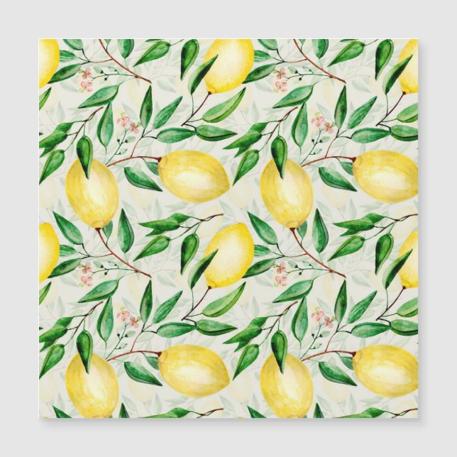 Watercolor lemons, seamless fruit pattern. (Front)