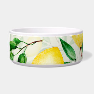 Watercolor lemons, seamless fruit pattern.