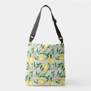 Watercolor lemons, seamless fruit pattern. crossbody bag