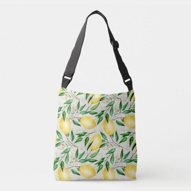Watercolor lemons, seamless fruit pattern. crossbody bag (Front)