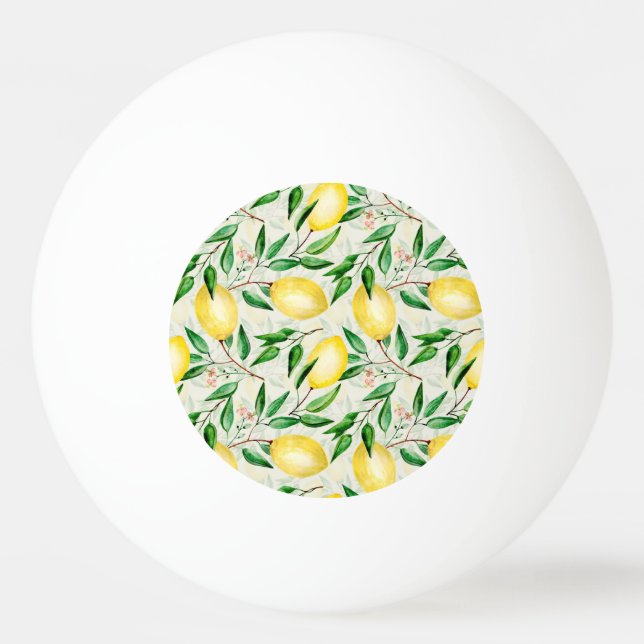 Watercolor lemons, seamless fruit pattern. ping pong ball (Front)