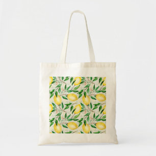 Watercolor lemons, seamless fruit pattern. tote bag