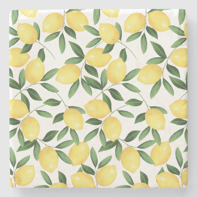 WATERCOLOR LEMONS STONE COASTER (Front)