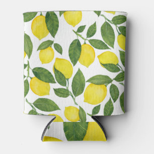 Watercolor Lemons: Summer Fruit Pattern Can Cooler