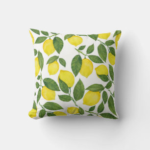 Watercolor Lemons: Summer Fruit Pattern Cushion