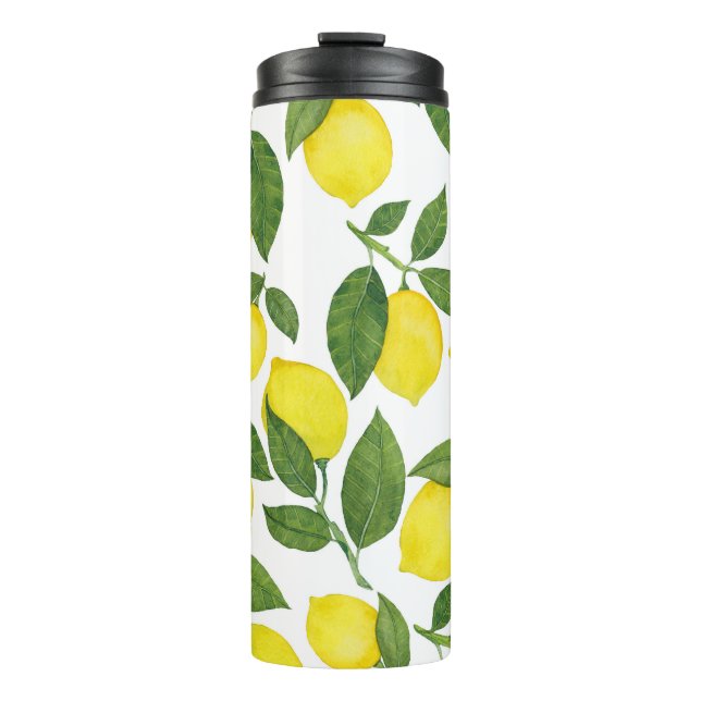 Watercolor Lemons: Summer Fruit Pattern Thermal Tumbler (Front)