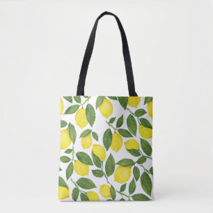 Watercolor Lemons: Summer Fruit Pattern Tote Bag