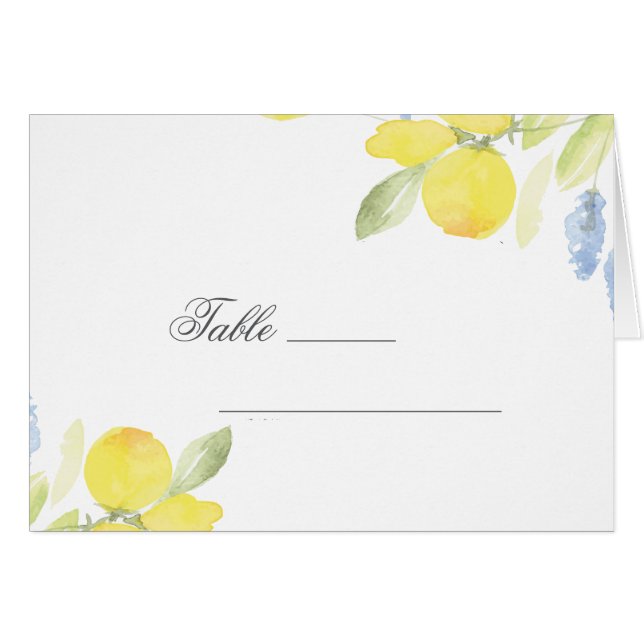 Watercolor Lemons Summer Table Card Wedding (Front Horizontal)