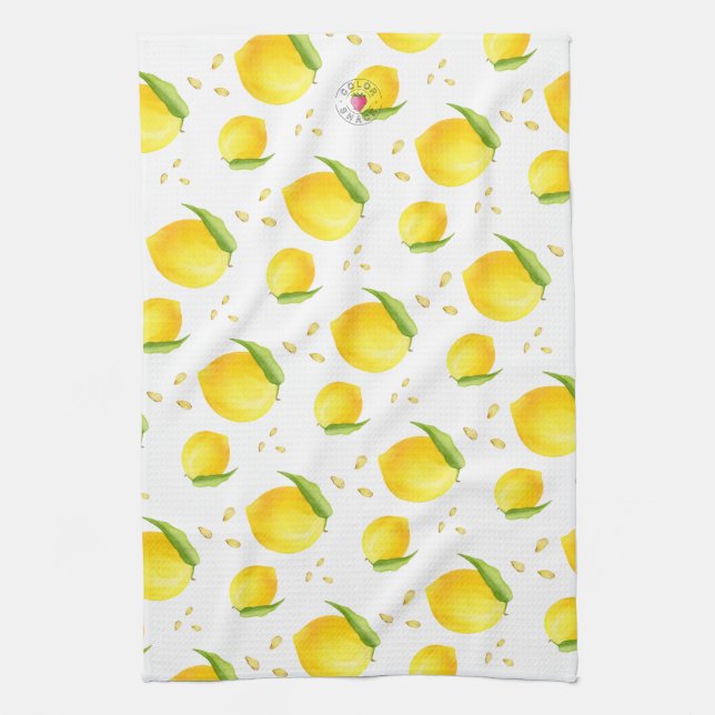 Watercolor Lemons Tea Towel (Vertical)