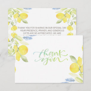 Watercolor Lemons Thank You Card