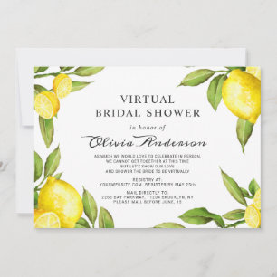 Watercolor Lemons Virtual Bridal Shower By Mail Invitation