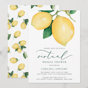 Watercolor Lemons Virtual Bridal Shower Invitation