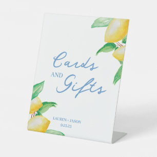 Watercolor Lemons Wedding Cards & Gifts Pedestal Sign