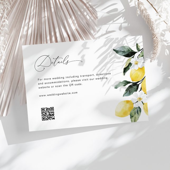 watercolor lemons wedding details enclosure card (Creator Uploaded)