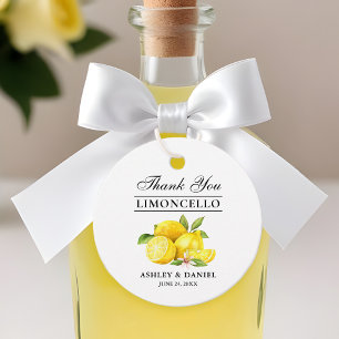 Watercolor Lemons Wedding Limoncello Round Tags