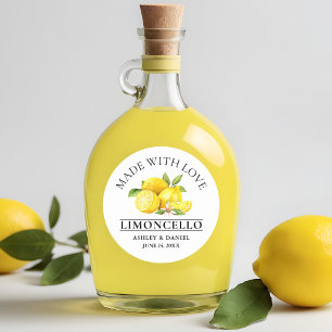 Watercolor Lemons Wedding Love Limoncello Classic Round Sticker