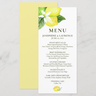 Watercolor Lemons  Wedding Menu