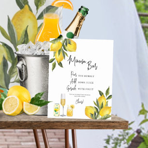 Watercolor Lemons Wedding Shower Mimosa Bar Sign