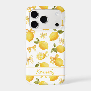 Watercolor Lemons With Coquette Bows Monogrammed
