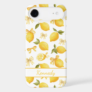 Watercolor Lemons With Coquette Bows Monogrammed