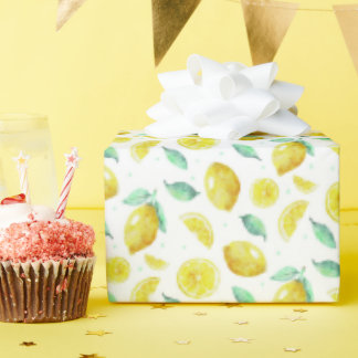 Watercolor lemons  wrapping paper