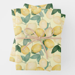 Watercolor Lemons Wrapping Paper Sheet