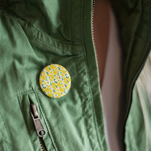 Watercolor lemons - yelllow and green 6 cm round badge