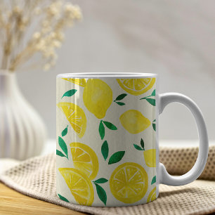 Watercolor lemons - yelllow and green coffee mug