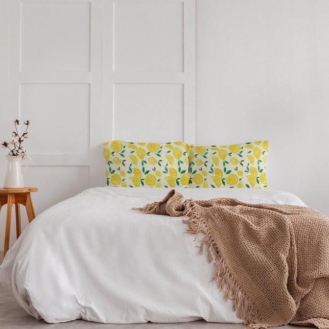 Watercolor lemons - yelllow and green pillowcase (Creator Uploaded)