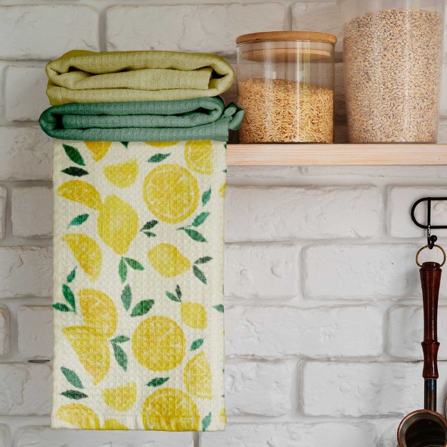 Watercolor lemons - yelllow and green tea towel (Creator Uploaded)