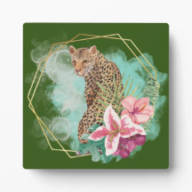 Watercolor Leopard and Tropical Frame Tabletop