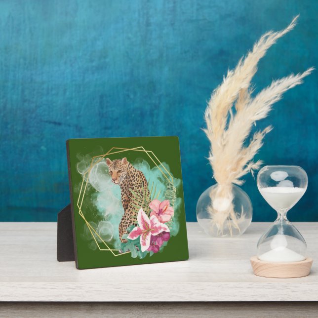Watercolor Leopard and Tropical Frame Tabletop  (Insitu)