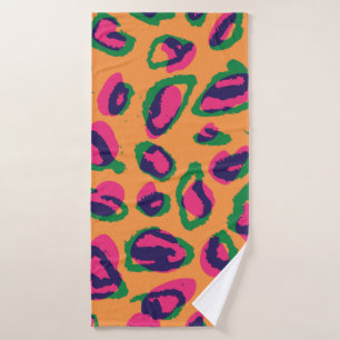 Watercolor leopard animal print illustration patte bath towel