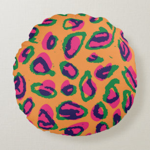 Watercolor leopard animal print illustration patte round cushion