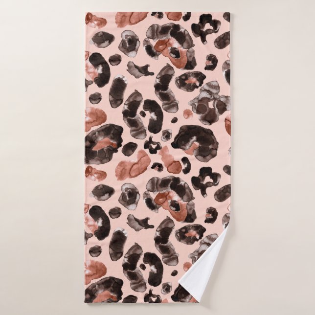 Watercolor leopard animal print pattern bath towel (Bath Towel)