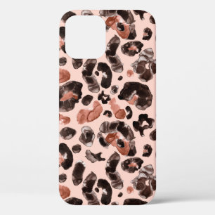 Watercolor leopard animal print pattern iPhone 12 case
